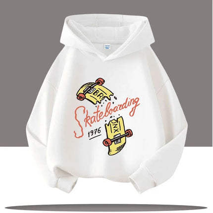 Autumn Winter Skateboard Cool Print 7-13Y Children's Hoodie Warm Girl Casual Top Kid Casual Clothes Boy Sportswear Sweatshirt