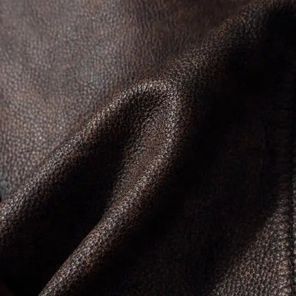 Vintage Black Brown Real Cowhide Genuine Leather Jacket Real Fur Men's Leather Jacket Bomber Men Leather Jacket Motorcycle Coat