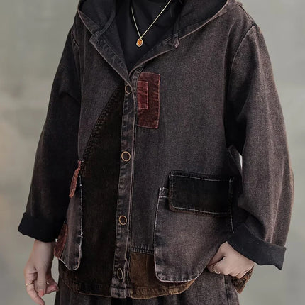 Max LuLu 2025 Spring Clothes Womens Fashion Denim Hooded Jackets Loose Vintage Coats Ladies Casual Classic Patchwork Outerwear