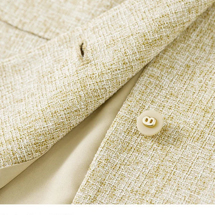 SENTUBILA Spring Women's Jackets 2025 Straight Cropped Office Lady Crewneck Long Sleeve Single Breasted Formal Coat 151W58771
