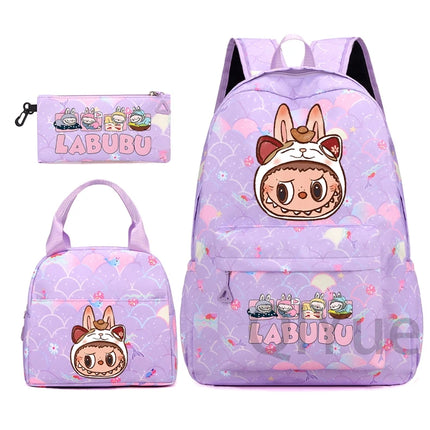 3Pcs/set Backpack for Girl School Teen Student Knapsack Women Rucksack with Lunch Bags Pencil Bag Fish Scale Style Bags