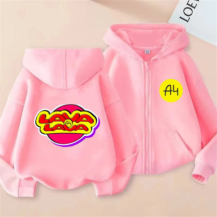 Merch A4 Children Hoodie Kids Zipper style Hoodie Boys black Girls pink 3-12 Year Sweatshirt Long sleeves leisure Anime Tops