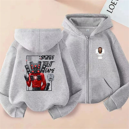 Children Anime Tops Hoodie Kids Zipper style Skibidi Toilet Boys black Girls pink 3-12 Year leisure Long sleeves Sweatshirt