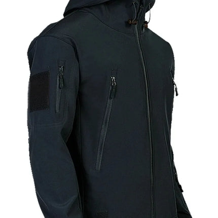 Men's Hooded Casual Military Outdoor Utility Jacket Fashion Sharkskin Soft-Shell Tactical Waterproof Combat Bomber Jacket