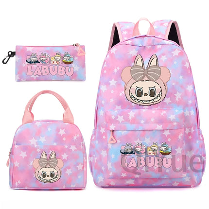 3Pcs/set Backpack for Girl School Teen Student Knapsack Women Rucksack with Lunch Bags Pencil Bag Fish Scale Style Bags