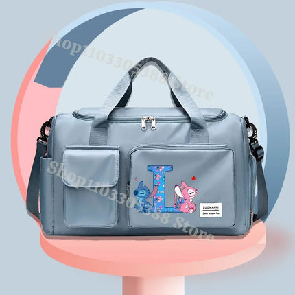 Disney Stitch High-capacity Luggage Bag with Shoes Box Men Women Anime Sport Fitness Yoga Portable Handbag Fashion Traveling Bag