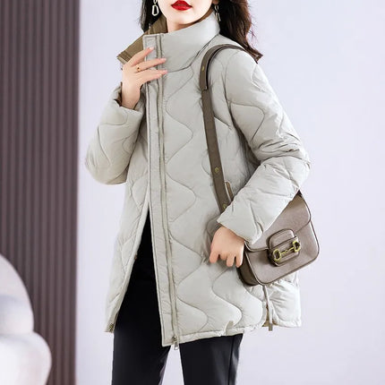Winter Coat Women Fashion Down Cotton Hooded Jacket Casual Loose stand collar Solid Warm Thick Outwear Parka