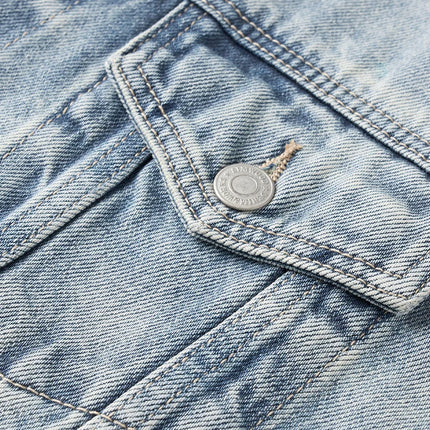SIMWOOD 2025 Spring New Oversize 12.5oz Classical Denim Jackets Men Washed Vintage Casual Jacket