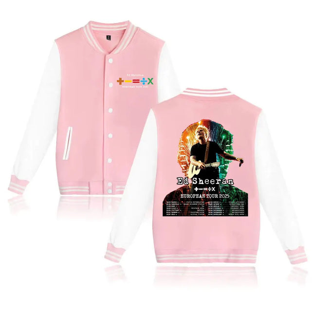 Ed Sheeran European Tour 2025 Baseball Uniform Hoodie Jacket Harajuku Baseball Jacket Coat Unisex