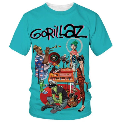 New Hot Trend Men's Fashion Cartoon 3D Printed T-shirt Men's and Women's Casual Hip Hop Short Sleeve Harajuku Style Street Crewn