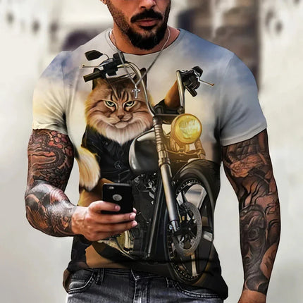 New Heavy Duty Motorcycle Harley Printed T-shirt 3D Men's and Women's Fashion Outdoor Sports T-shirt Summer Casual Cool Personal