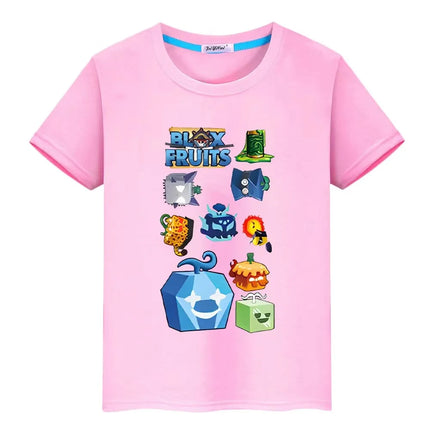 New Game Blox Fruits Short Tops 100%Cotton t shirt for kids boy 10years anime Tees pride tshirt y2k one piece kids clothes girls