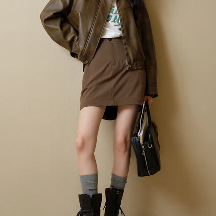 DUSHU Plus Size Women's Clothing [length Optional] Cool and Stylish Leather Jacket 2024 Autumn New Retro Short Casual Jacket