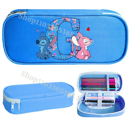Disney Stitch Pencil Case for Students Anime High-capacity Letter A-Z Pen Bag Boys Girls Stationery Storage Box School Supplies