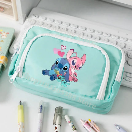 Disney Stitch High-capacity Pencil Bag for Students Anime Cartoon Fashion Pen Case Stationery Storage Pouch School Supplies Gift