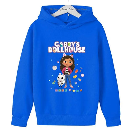 Girls Cute Cartoon Print Gabby's Spring Autumn Long Sleeve Hoodies Casual Tops Clothes 2-13 Years Kids Loungewear Outfits Hoodie