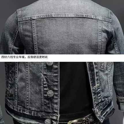 Men's Vintage Denim Jacket High Street Trend Loose Street Riding Biker Clothing Handsome Casual Buttoned Lapel Men's Clothing