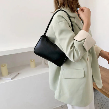 Trendy Vintage Solid Color Handbag Women Subaxillary Underarm Bags Fashion Casual Retro Shoulder Retro Totes Shopping Bag