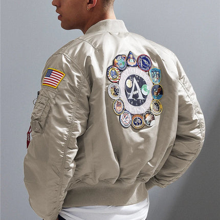 Winter bomber flight jacket vintage MA-1 APOLLO men coat streetwear warm varsity hip hop baseball letterman pilot us air force
