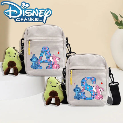 Disney Stitch Fashion Shoulder Bag for Women Men Anime Canvas Tote Bags Commuting Portable Zipper Handbag Crossbody Bag Gifts