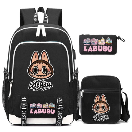 3Pcs/set Cute Backpack Shoulder Bag Pencil Case Boy Girl Teen Student Backpack Schoolbag Women Large Capacity Travel Bag Mochila
