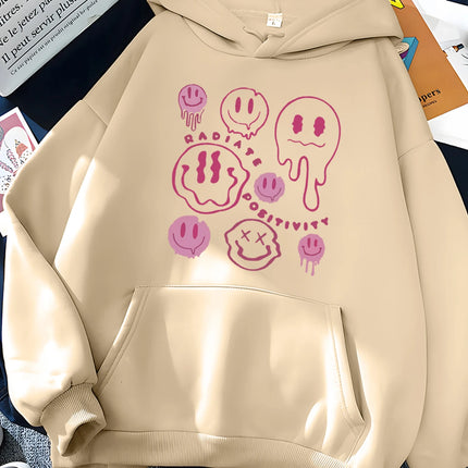 Hirsionsan Funny Graphic Print Hoodies Women Soft Loose Sportwear