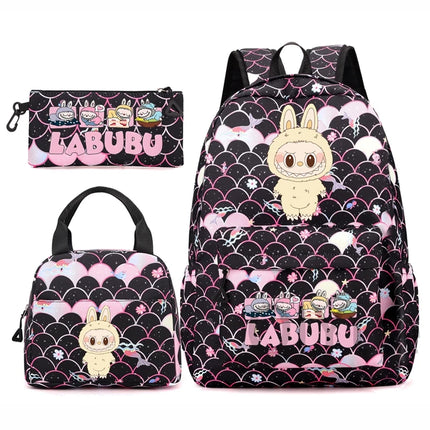 3Pcs/set Backpack for Girl School Teen Student Knapsack Women Rucksack with Lunch Bags Pencil Bag Fish Scale Style Bags