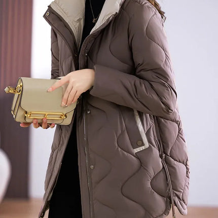 Winter Coat Women Fashion Down Cotton Hooded Jacket Casual Loose stand collar Solid Warm Thick Outwear Parka