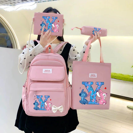 4pcs Disney Stitch Backpack Pencil Case Handbag Set Cartoon High-capacity Stationery Books Storage Schoolbag Fashion Backpacks
