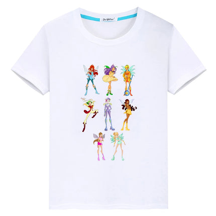 Winx print Cartoon 100%Cotton t shirt for kids boy 10year anime Short  pride tshirt Winx Cute Tops y2k girl clothes baby clothes