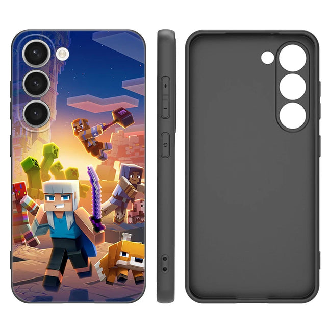 Game M-MineS C-CraftEs Black Silicone Phone Case For Samsung Galaxy S20 S21 S23 S24 FE S22 S25 Plus Ultra TPU Cover