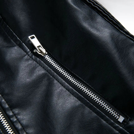Spring and Autumn short women's leather jacket, Slim lapel biker suit, oblique zipper jacket women's coat