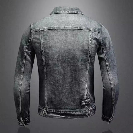 Men's Vintage Denim Jacket High Street Trend Loose Street Riding Biker Clothing Handsome Casual Buttoned Lapel Men's Clothing