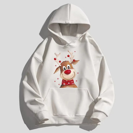 New Christmas Deer Hoodies Print Men Woman Fashion Cotton  Streetwear Hooded Sweatshirts Harajuku Pullovers Unisex Tops Clothing
