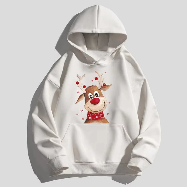 New Christmas Deer Hoodies Print Men Woman Fashion Cotton  Streetwear Hooded Sweatshirts Harajuku Pullovers Unisex Tops Clothing