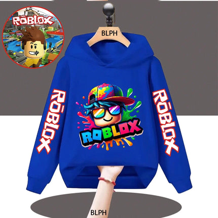Kids' Roblox Print Hoodie Colorful Splash Design Casual Sweatshirt for Boys Girls
