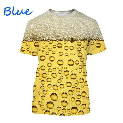 Funny Bubble Beer 3D Printed T Shirt For Men Fashion Graphs T-shirt Summer Gym Sports Short Sleeve Tees Quick-drying Women Tops