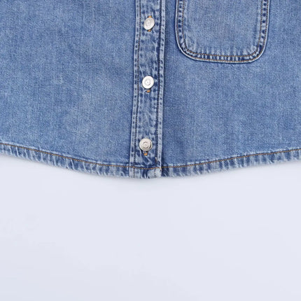 Spring Women's Suit Short Denim Shirt Jacket High Waist Department With Wide Leg Pants 2025 Casual Jacket Jeans 2-piece Set