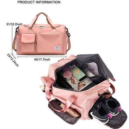 Disney Stitch High-capacity Traveling Bag with Shoes Box Anime Fashion Portable Luggage Bags Men Women Fitness Yoga Handbag Gift