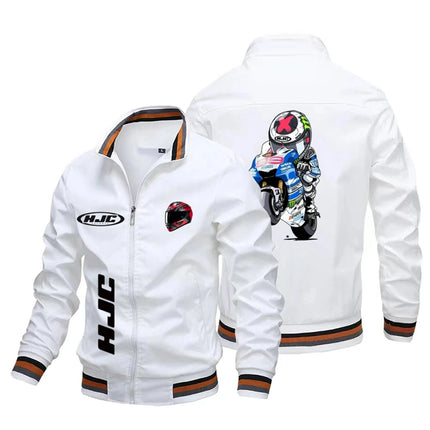 Men's Spring and Autumn Standing Collar Motorcycle HJC Printed Breathable Knight High Quality Outdoor Sports Jacket 2024 New