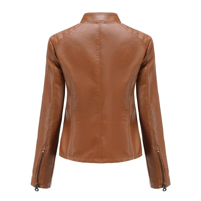 Faux Leather Jacket Women 2025 Spring Autumn Coat Moto Biker Zipper Jacket Woman Outerwears Black Brown Red Pink Coffee XS XXL