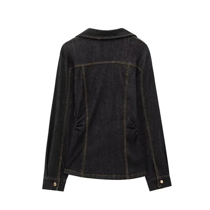 Casual Chic Women Cowboy Suit Slim fit Breasted Shirt Jackets Long Pants Fashion 2025 Spring Denim Suits