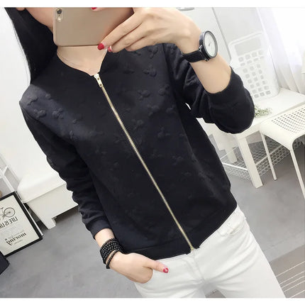 2025 Fashion Spring Summer Bomber Jacket Women Office Casual White Ladies Cardigan Jackets Solid Female Short Baseball Jacket