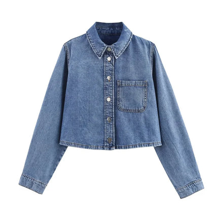 Spring Women's Suit Short Denim Shirt Jacket High Waist Department With Wide Leg Pants 2025 Casual Jacket Jeans 2-piece Set