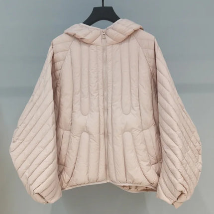 Lagabogy 2024 Autumn Winter Women Oversized Puffer Jacket Short Ultra Light 90% White Duck Down Coat Hooded Warm Parkas Outwear