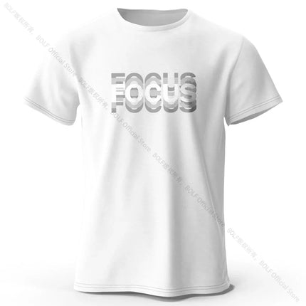 Focus Letter Minimalist Style 100% Cotton T-Shirt, Lightweight Round Neck Short Sleeve Tee, Perfect for Men & Women