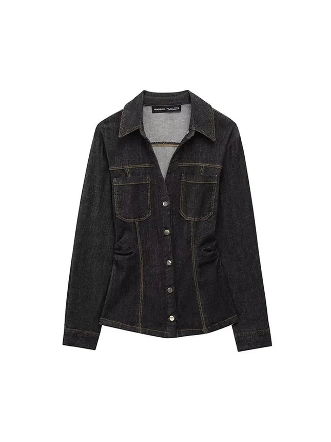 Casual Chic Women Cowboy Suit Slim fit Breasted Shirt Jackets Long Pants Fashion 2025 Spring Denim Suits
