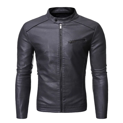 2024 PU Casual Leather Jacket Men Spring Autumn Coat Motorcycle Biker Slim Fit Outwear Male Black Blue Clothing Plus Size M-3XL