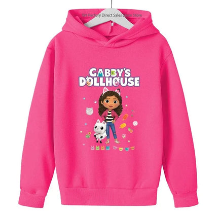 Girls Cute Cartoon Print Gabby's Spring Autumn Long Sleeve Hoodies Casual Tops Clothes 2-13 Years Kids Loungewear Outfits Hoodie