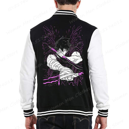 Solo Leveling Sung Jinwoo Print Baseball Jacket Men Women Fashion Street Style Coat Tops Anime Solo Leveling Anime Jacket